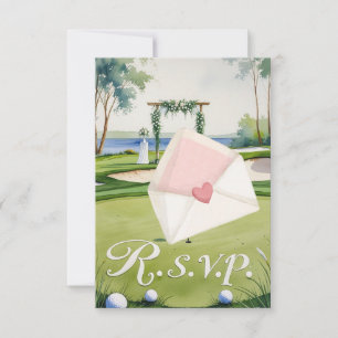 GOLF wedding R.S.V.P. respond watercolor style RSVP Card