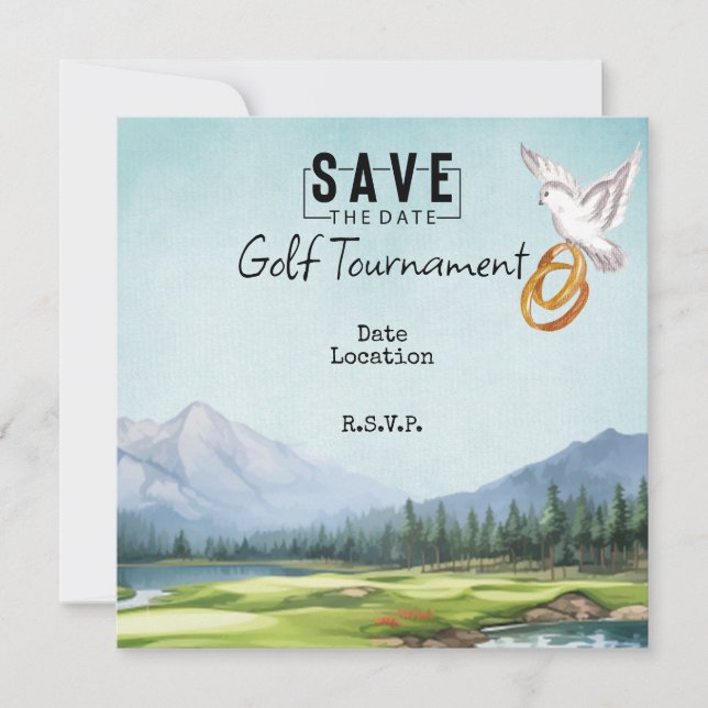 Golf Wedding Ring on the golf course Invitation (Front)