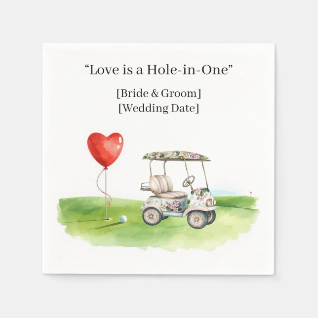 Golf Wedding Save the Date Elegant Golf Course  Napkin (Front)