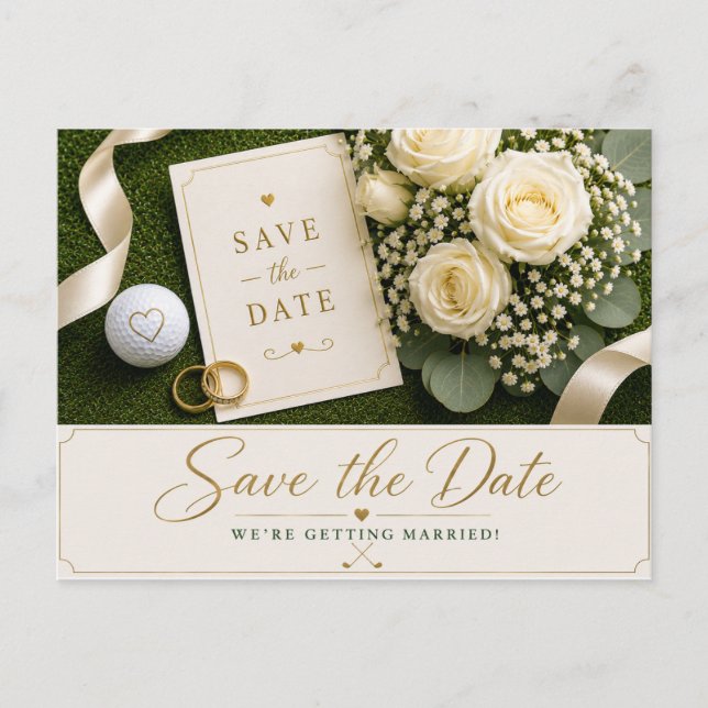 Golf Wedding Save the Date Invitation  Postcard (Front)
