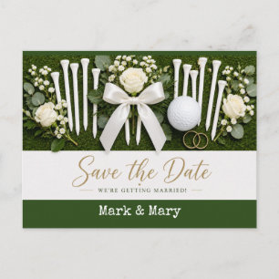 Golf Wedding Save the Date with White Golf Tees Postcard