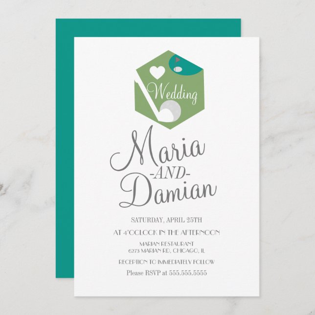 Golf Wedding Sports Simple Logo Invitation (Front/Back)