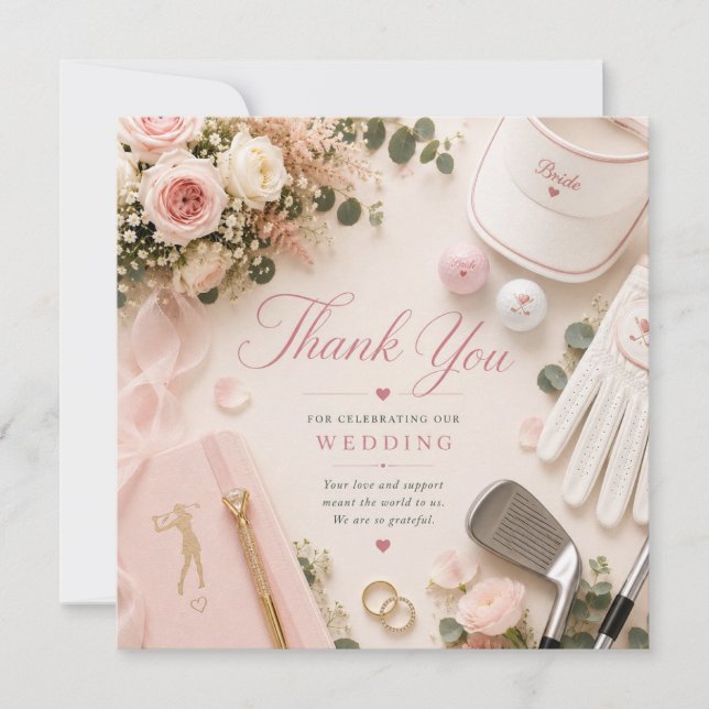 Golf Wedding  Thank You Card (Front)