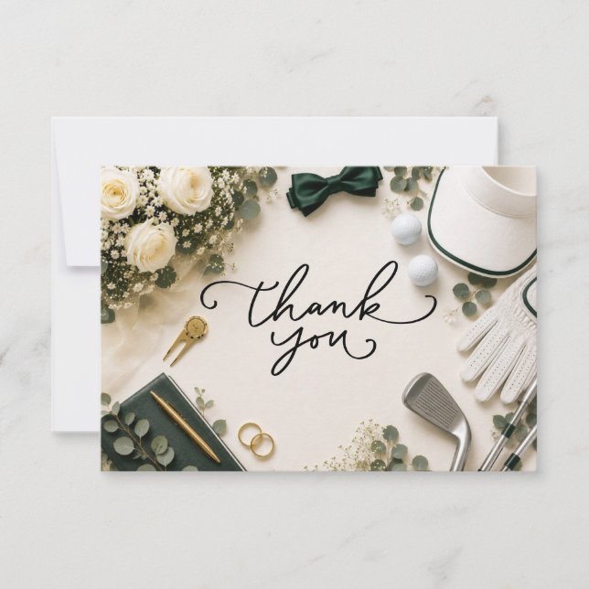 Golf Wedding Thank you  Card (Front)