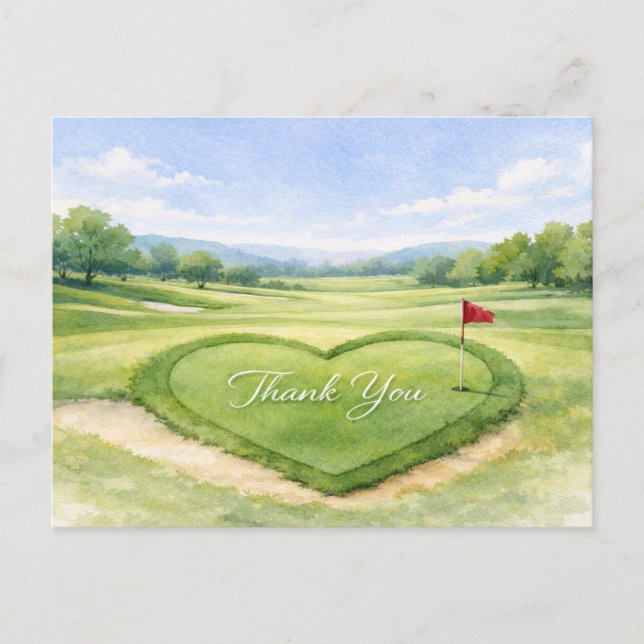  Golf Wedding Thank You Card  (Front)