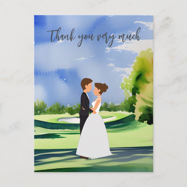 Golf  wedding Thank you card for golfer  (Front)