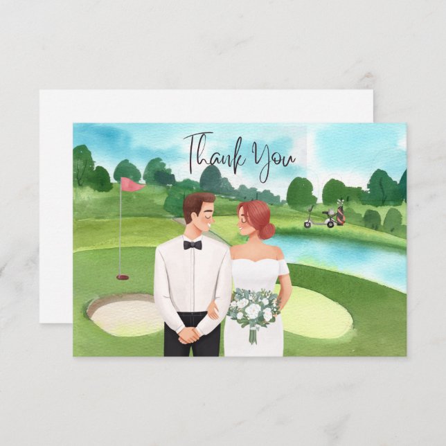 Golf Wedding Thank you card for Golfer  (Front/Back)