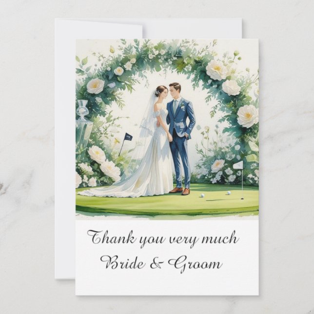 Golf Wedding Thank you card for Golfer watercolor (Front)