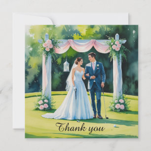Golf Wedding Thank you card for Golfer watercolor