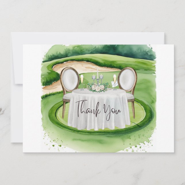 Golf Wedding Thank you card for Golfer watercolor (Front)