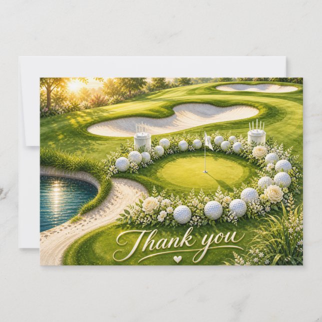 Golf Wedding Thank you card for Golfer watercolor (Front)