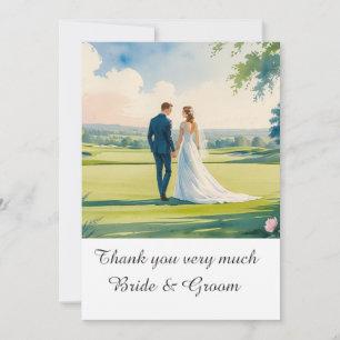 Golf Wedding Thank you card for Golfer watercolor