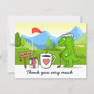 Golf wedding Thank you card with golfer on green