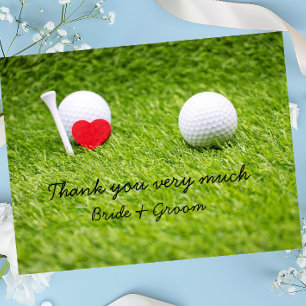 Golf Wedding Thank you card with love on grass