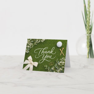 Golf Wedding Thank You Handwritten Green Grass Card