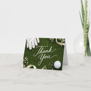 Golf Wedding Thank You Handwritten Green Grass Card