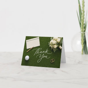 Golf Wedding Thank You Handwritten Green Grass Card