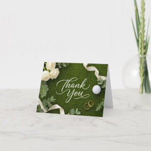 Golf Wedding Thank You Handwritten Green Grass  Card