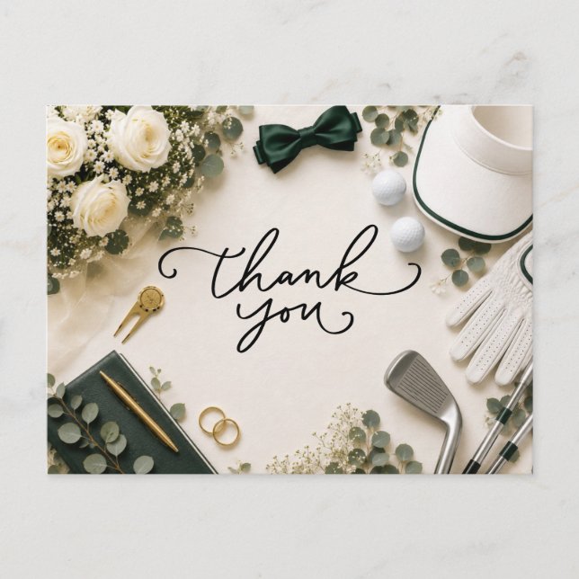 Golf Wedding Thank you  Postcard (Front)