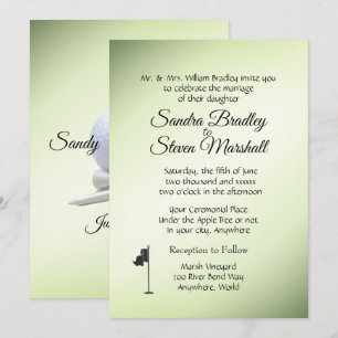 Golf Wedding Theme Green Invitations