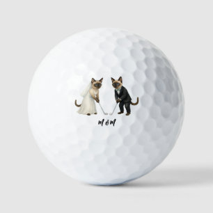 Golf Wedding themed for Cat Lovers Bride and Groom Golf Balls