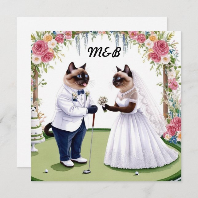 Golf Wedding themed for Cat Lovers GOLFER Invitation (Front/Back)