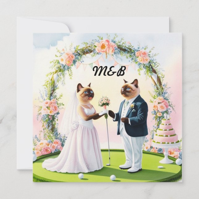 Golf Wedding themed for Cat Lovers GOLFER Save The Date (Front)
