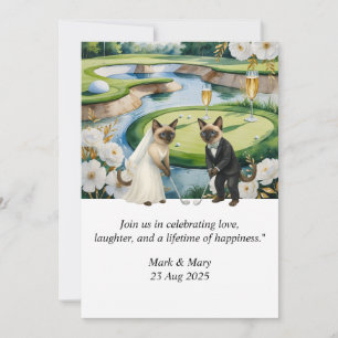 Golf Wedding themed for Cat Lovers Invitation