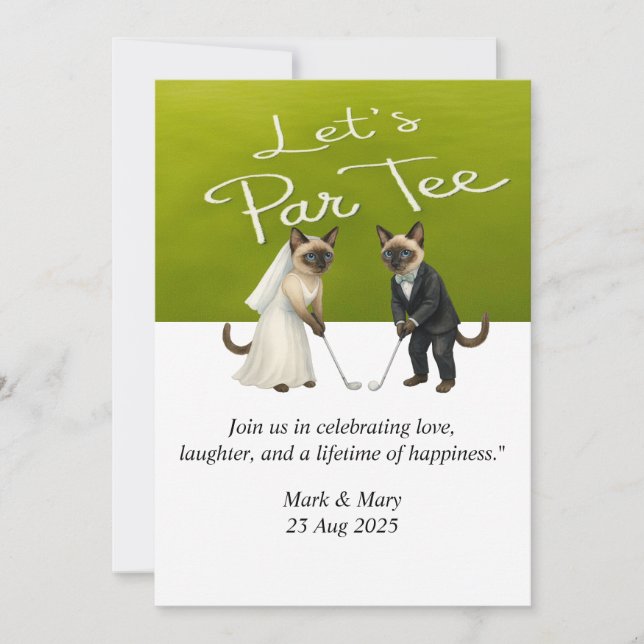 Golf Wedding themed for Cat Lovers Invitation (Front)