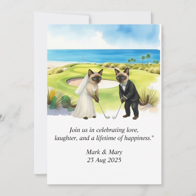 Golf Wedding themed for Cat Lovers Invitation (Front)