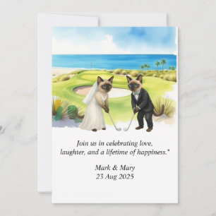 Golf Wedding themed for Cat Lovers Invitation