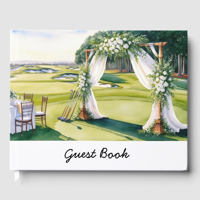 Golf Wedding themed for Golfer on putting green  Guest Book (Front)