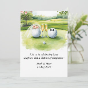 Golf Wedding themed watercolor Invitation