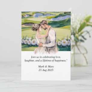 Golf Wedding themed watercolor Invitation