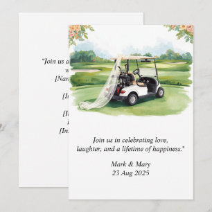 Golf Wedding themed watercolor Invitation