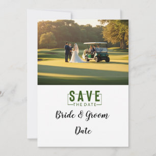 Golf Wedding with bride and groom at club house Invitation