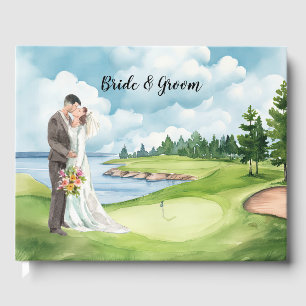 Golf Wedding with bride and groom Guest Book