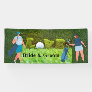 Golf Wedding with LOVE and golfers Banner