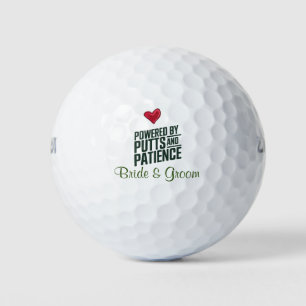 Golf Wedding with script name bride and groom Balls