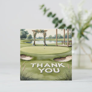 Golf Wedding with Text on golf course Thank You Card