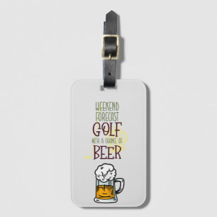 Golf weekend with ball and beer luggage tag