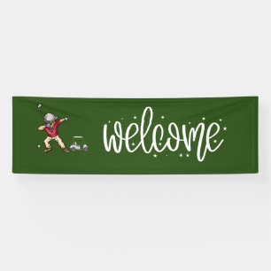 Golf welcome with golf ball and tee banner