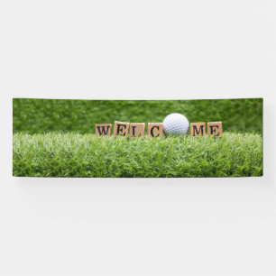 Golf  WELCOME with golf ball and word on green Banner
