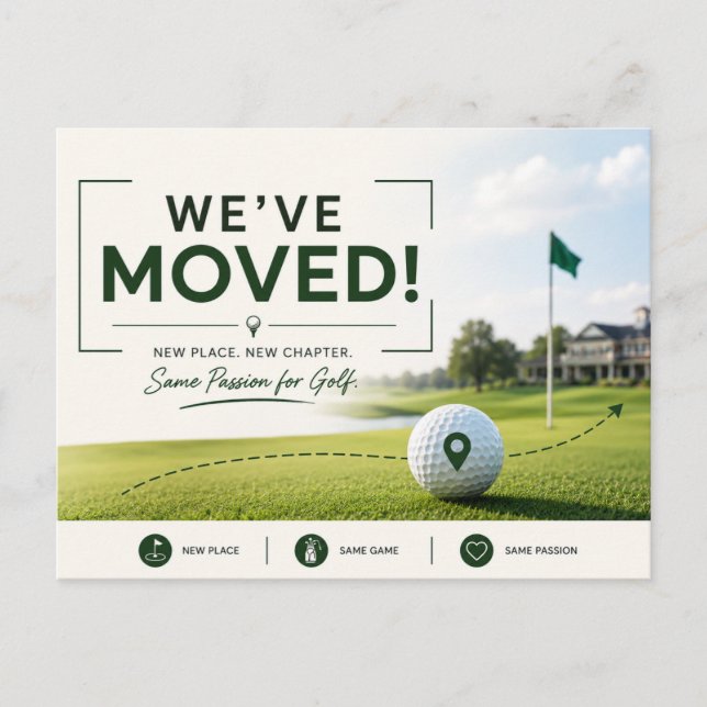 Golf we've moved to new house postcard (Front)