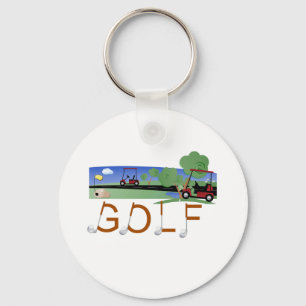 Golf with Golf Carts Key Ring