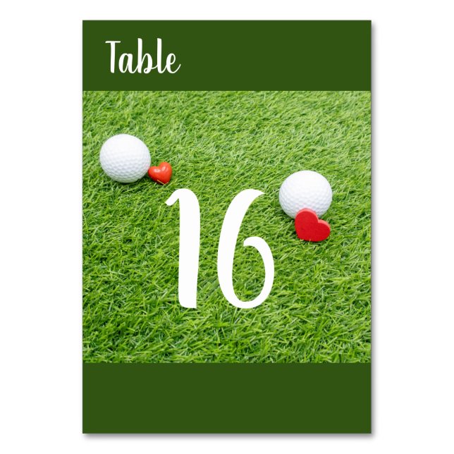 Golf with love on green grass table number (Front)