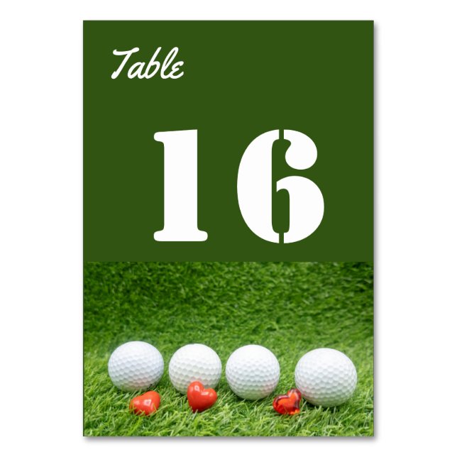 Golf with love on green grass table number (Front)