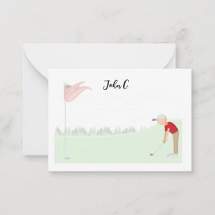 Golf with Name Cart golfer golfing Note Card