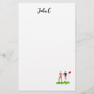 Golf with Name Cart golfer golfing on course  Stationery