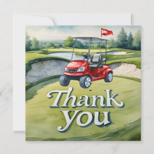 Golf with text on golf course watercolor style thank you card